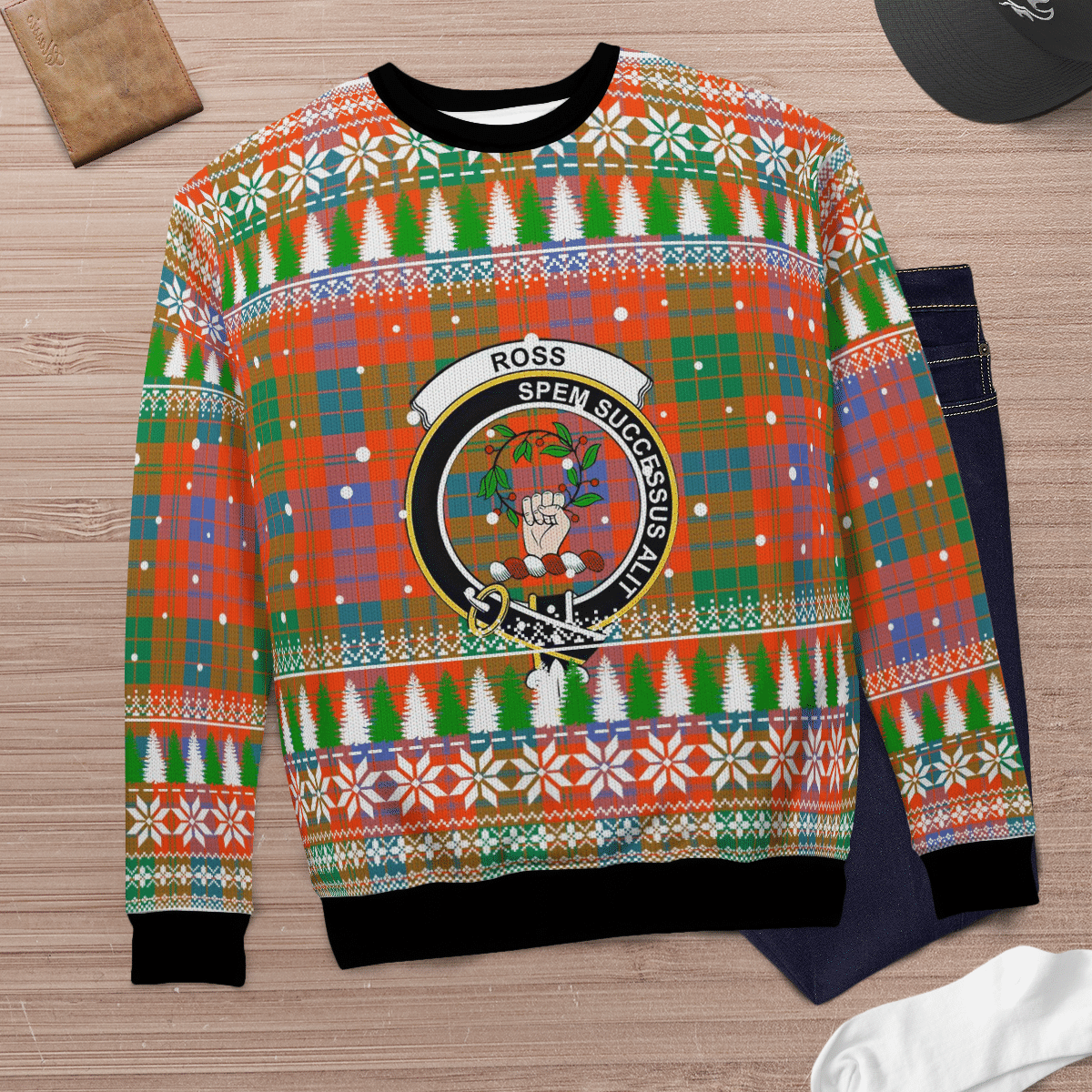 Clan Ross Ancient Crest Tartan Christmas Ugly Sweater IL40 Ross Ancient Crest Tartan Tartan Ugly Sweater   