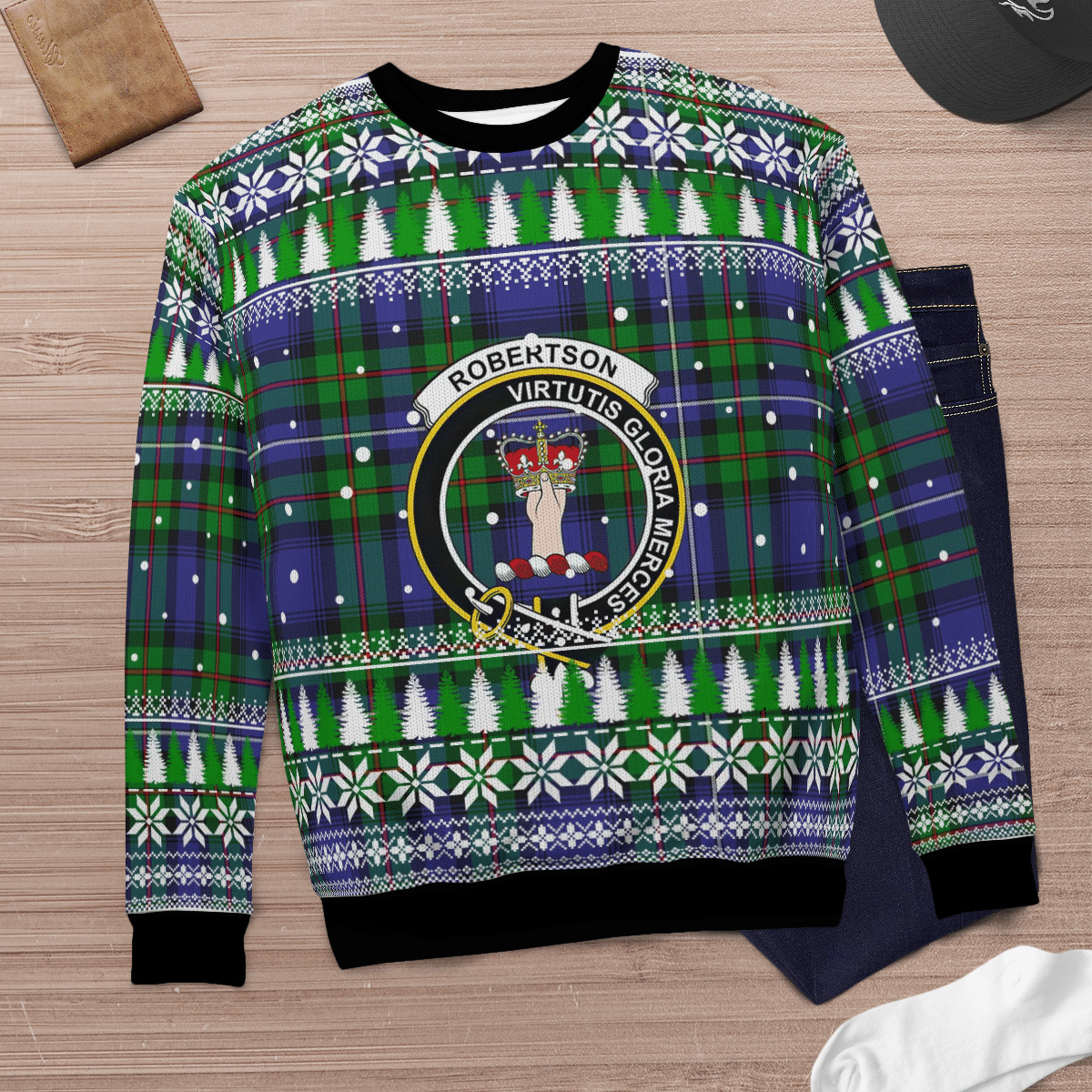 Clan Robertson Hunting Modern Crest Tartan Christmas Ugly Sweater YC75 Robertson Hunting Modern Crest Tartan Tartan Ugly Sweater   