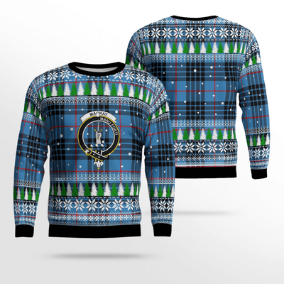 Clan MacKay Blue Crest Tartan Christmas Ugly Sweater BC49