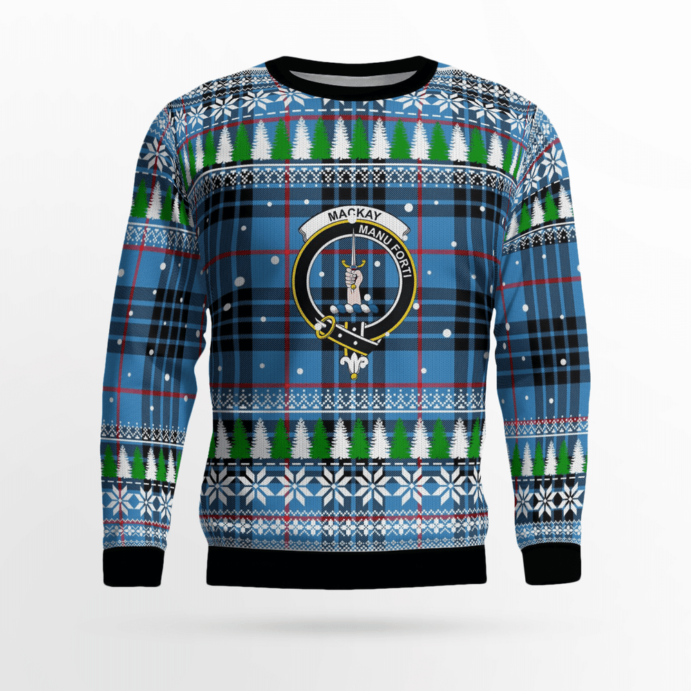 Clan MacKay Blue Crest Tartan Christmas Ugly Sweater BC49 MacKay Blue Crest Tartan Tartan Ugly Sweater   