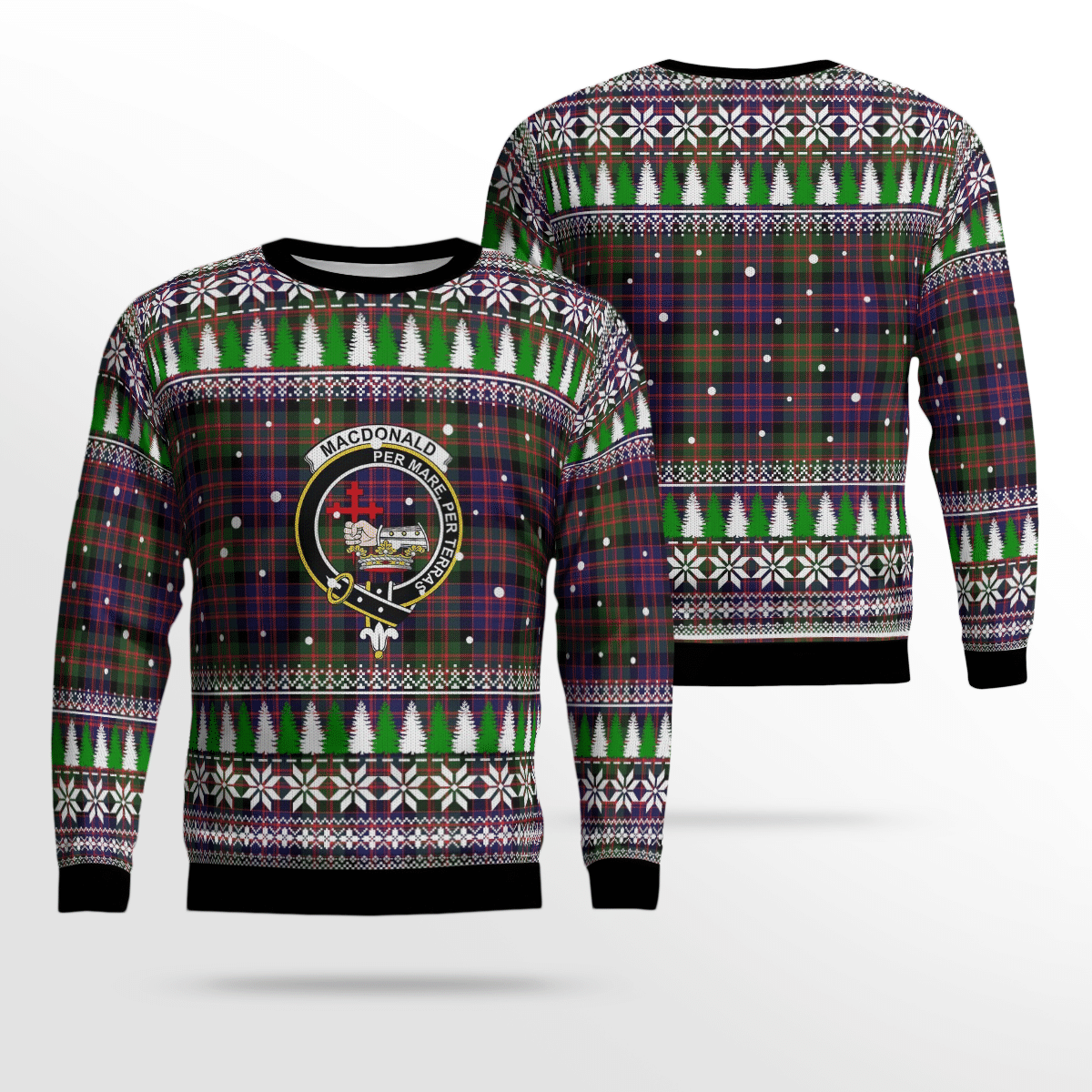 Clan MacDonald Modern Crest Tartan Christmas Ugly Sweater MO50 MacDonald Modern Crest Tartan Tartan Ugly Sweater   