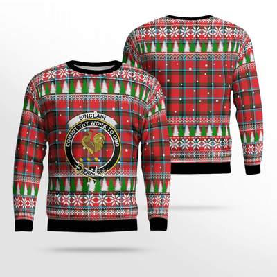Clan Sinclair Modern Crest Tartan Christmas Ugly Sweater