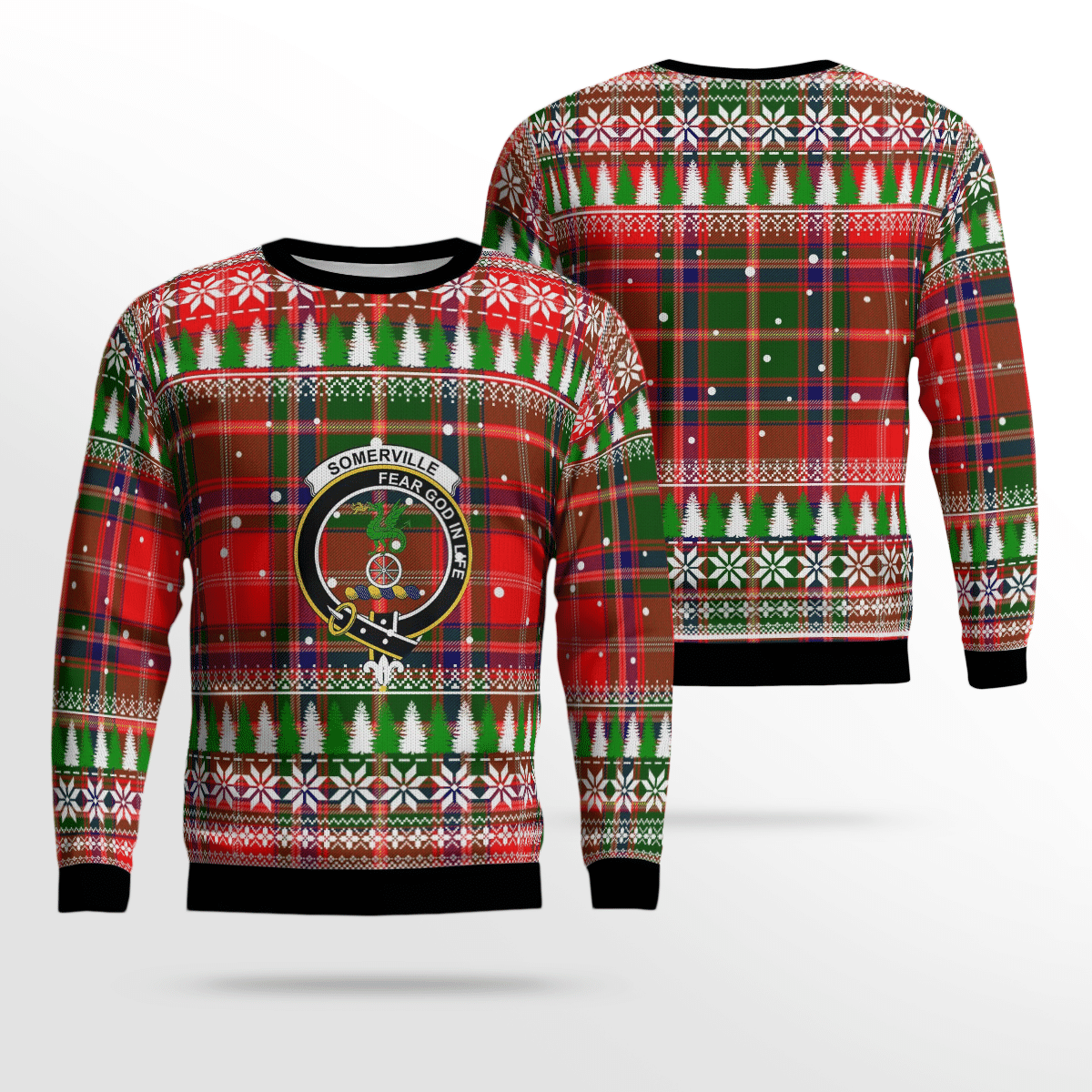 Clan Somerville Modern Crest Tartan Christmas Ugly Sweater NA59 Somerville Modern Crest Tartan Tartan Ugly Sweater   