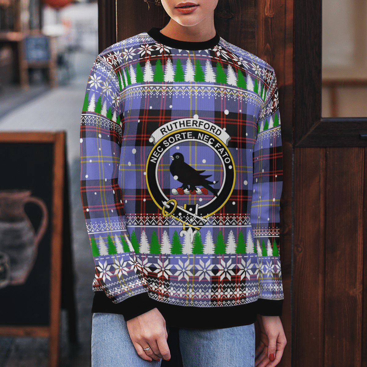 Clan Rutherford Crest Tartan Christmas Ugly Sweater SS33 Rutherford Crest Tartan Tartan Ugly Sweater   