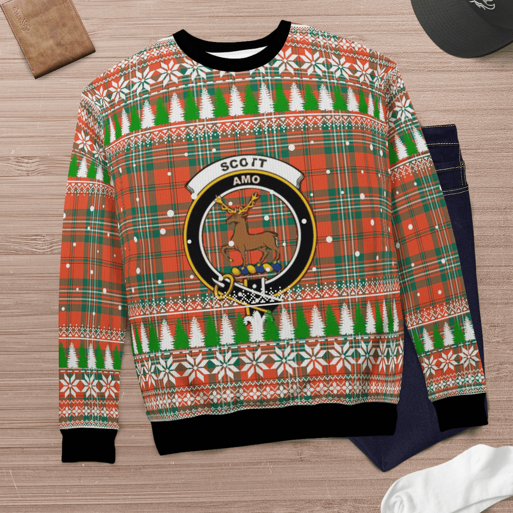 Clan Scott Ancient Crest Tartan Christmas Ugly Sweater DA36 Scott Ancient Crest Tartan Tartan Ugly Sweater   
