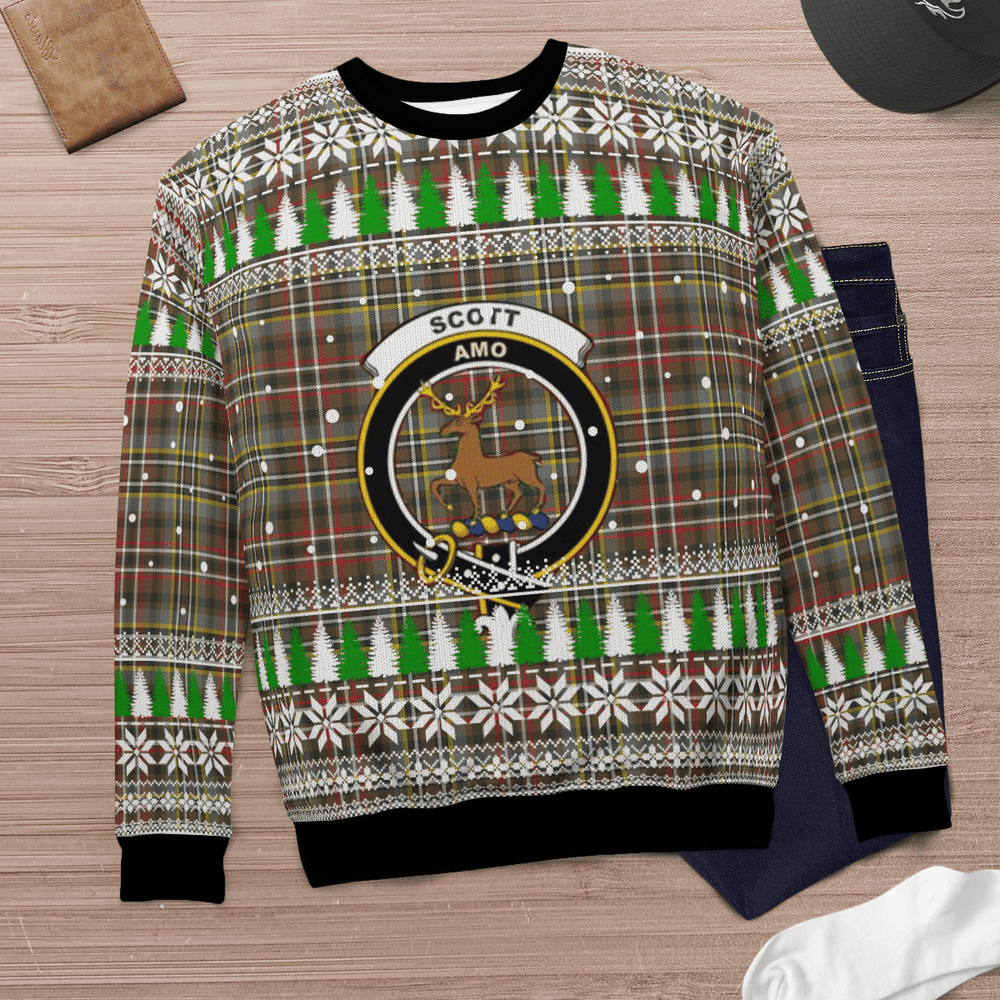 Clan Scott Green Weathered Crest Tartan Christmas Ugly Sweater FX82 Scott Green Weathered Crest Tartan Tartan Ugly Sweater   