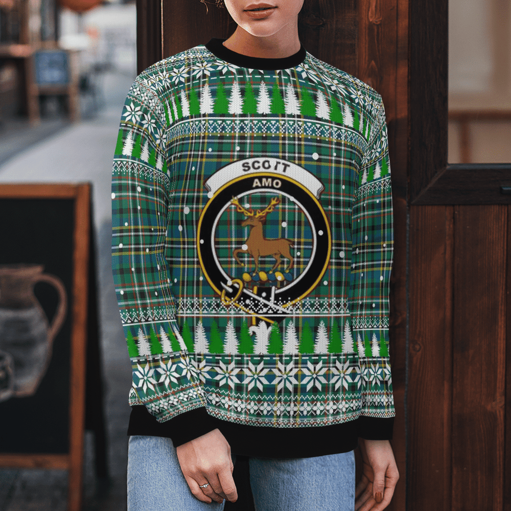Clan Scott Green Ancient Crest Tartan Christmas Ugly Sweater QK36 Scott Green Ancient Crest Tartan Tartan Ugly Sweater   