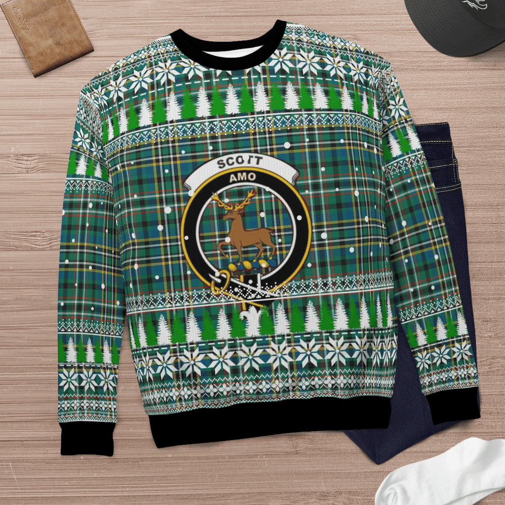 Clan Scott Green Ancient Crest Tartan Christmas Ugly Sweater QK36 Scott Green Ancient Crest Tartan Tartan Ugly Sweater   