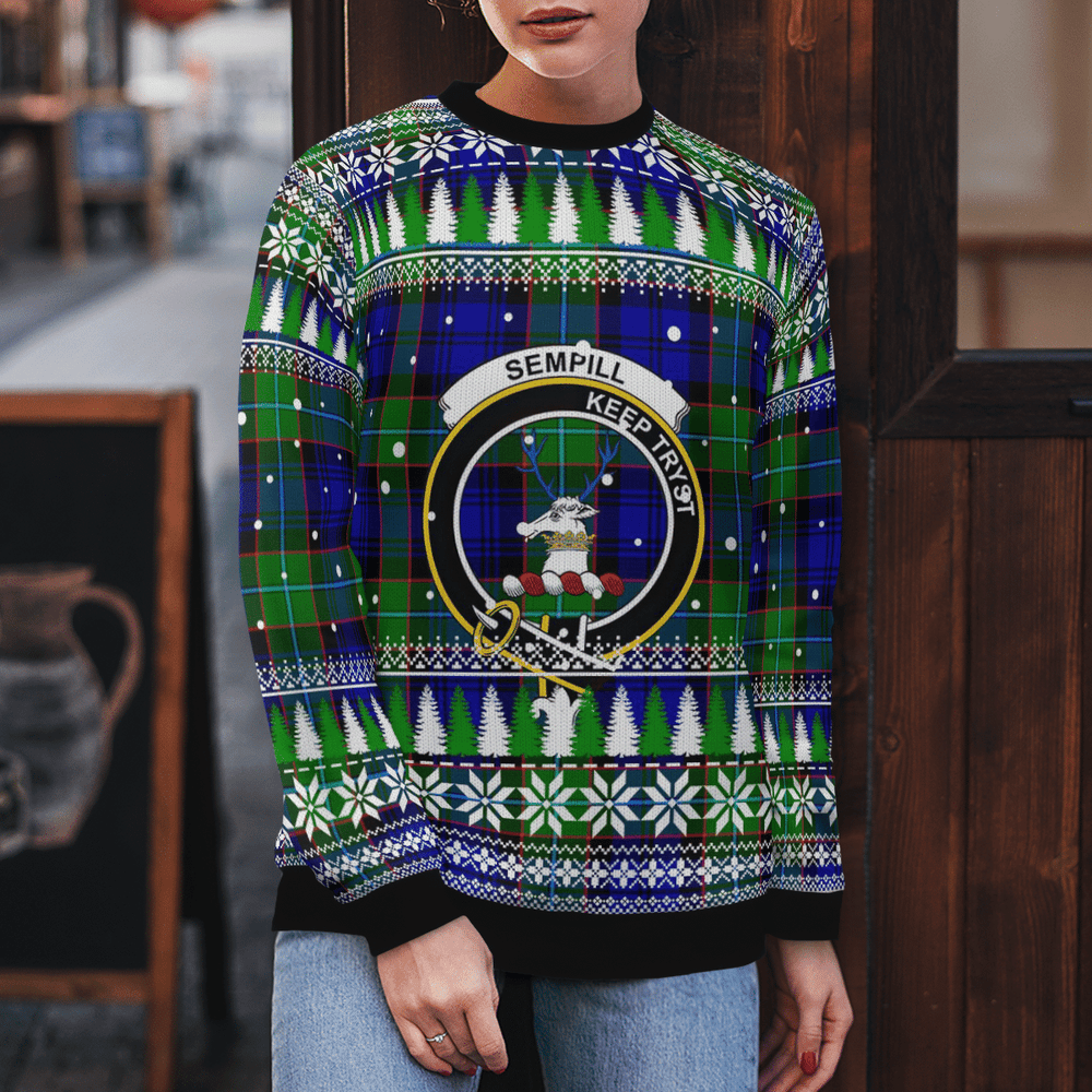 Clan Sempill Modern Crest Tartan Christmas Ugly Sweater OL17 Sempill Modern Crest Tartan Tartan Ugly Sweater   