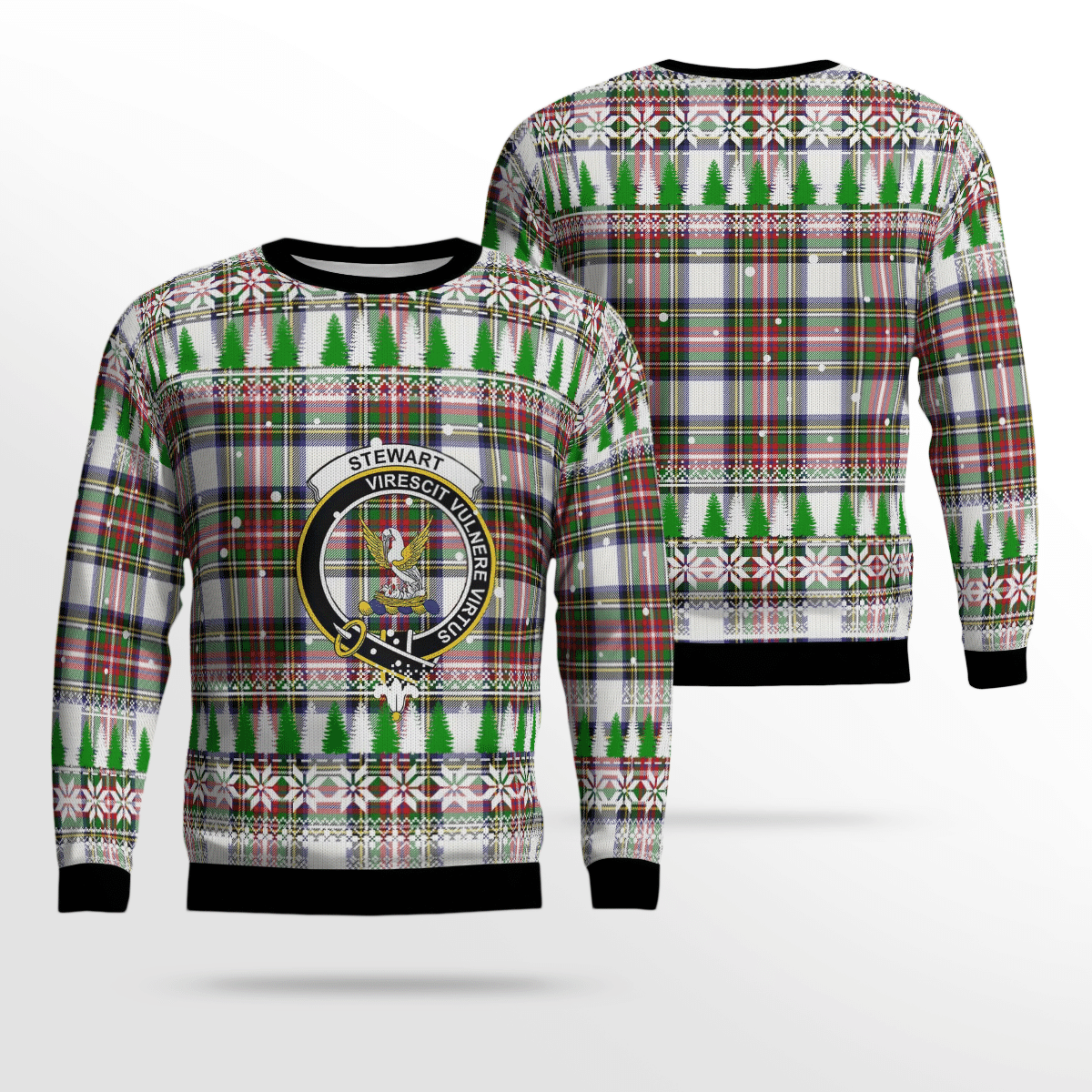 Clan Stewart Dress Modern Crest Tartan Christmas Ugly Sweater QJ87 Stewart Dress Modern Crest Tartan Tartan Ugly Sweater   