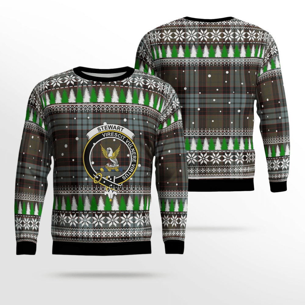 Clan Stewart Old Weathered Crest Tartan Christmas Ugly Sweater OZ37 Stewart Old Weathered Crest Tartan Tartan Ugly Sweater   