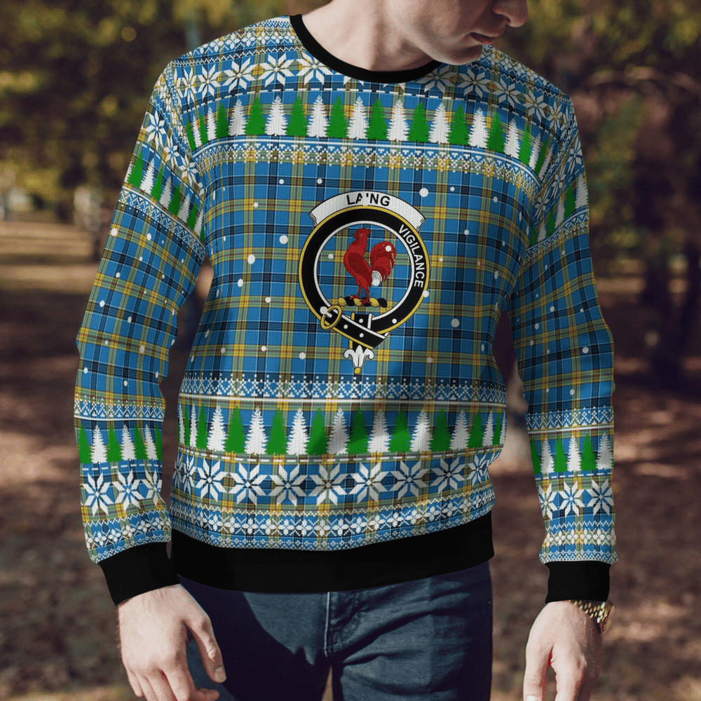 Clan Laing Crest Tartan Christmas Ugly Sweater KG51 Laing Crest Tartan Tartan Ugly Sweater   