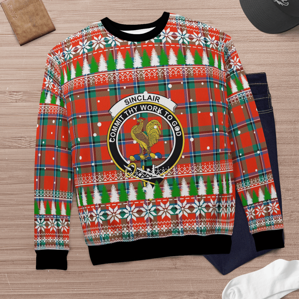 Clan Sinclair Ancient Crest Tartan Christmas Ugly Sweater HB62 Sinclair Ancient Crest Tartan Tartan Ugly Sweater   