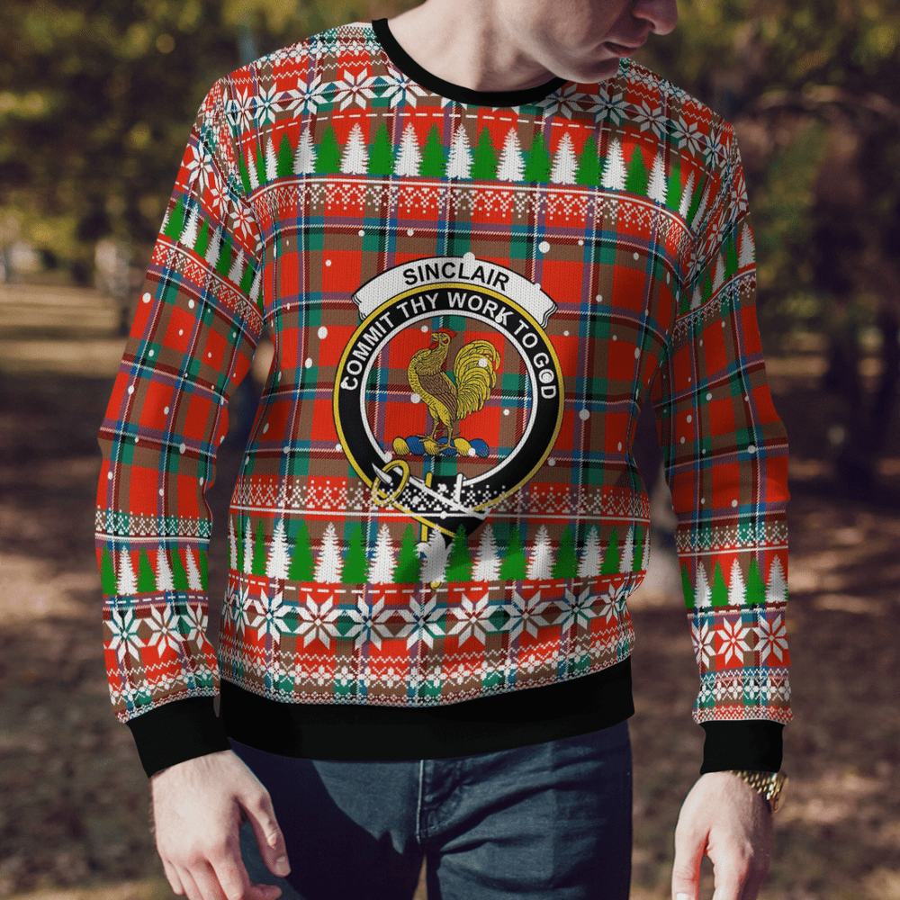 Clan Sinclair Ancient Crest Tartan Christmas Ugly Sweater HB62 Sinclair Ancient Crest Tartan Tartan Ugly Sweater   