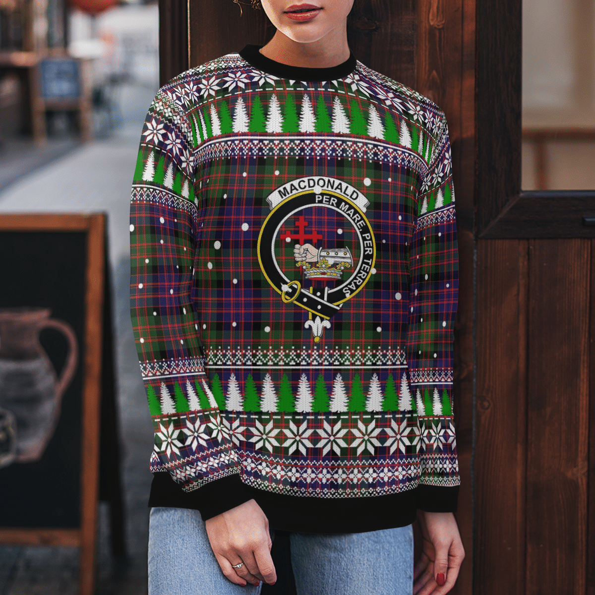 Clan MacDonald Modern Crest Tartan Christmas Ugly Sweater MO50 MacDonald Modern Crest Tartan Tartan Ugly Sweater   