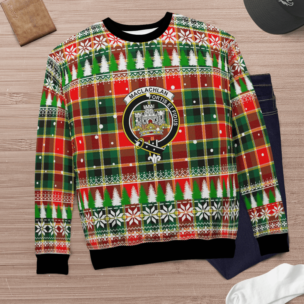Clan MacLachlan Hunting Modern Crest Tartan Christmas Ugly Sweater UM99 MacLachlan Hunting Modern Crest Tartan Tartan Ugly Sweater   