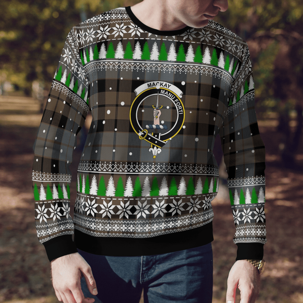 Clan MacKay Weathered Crest Tartan Christmas Ugly Sweater VK71 MacKay Weathered Crest Tartan Tartan Ugly Sweater   