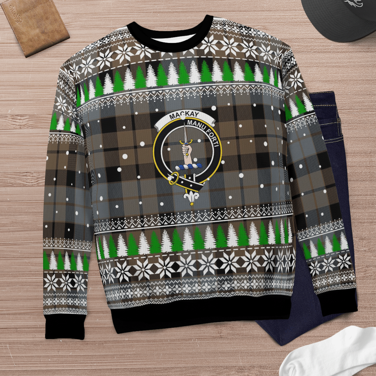 Clan MacKay Weathered Crest Tartan Christmas Ugly Sweater VK71 MacKay Weathered Crest Tartan Tartan Ugly Sweater   