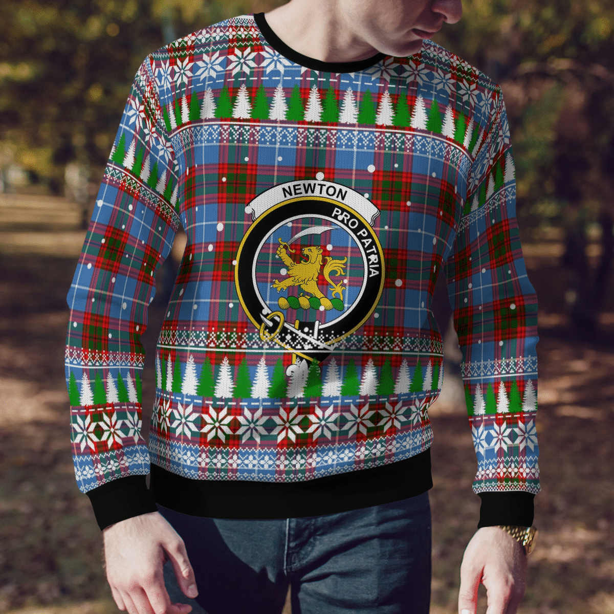 Clan Newton (Edingburg) Crest Tartan Christmas Ugly Sweater TT24 Newton (Edingburg) Crest Tartan Tartan Ugly Sweater   