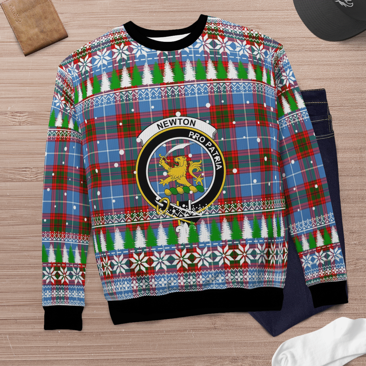 Clan Newton (Edingburg) Crest Tartan Christmas Ugly Sweater TT24 Newton (Edingburg) Crest Tartan Tartan Ugly Sweater   