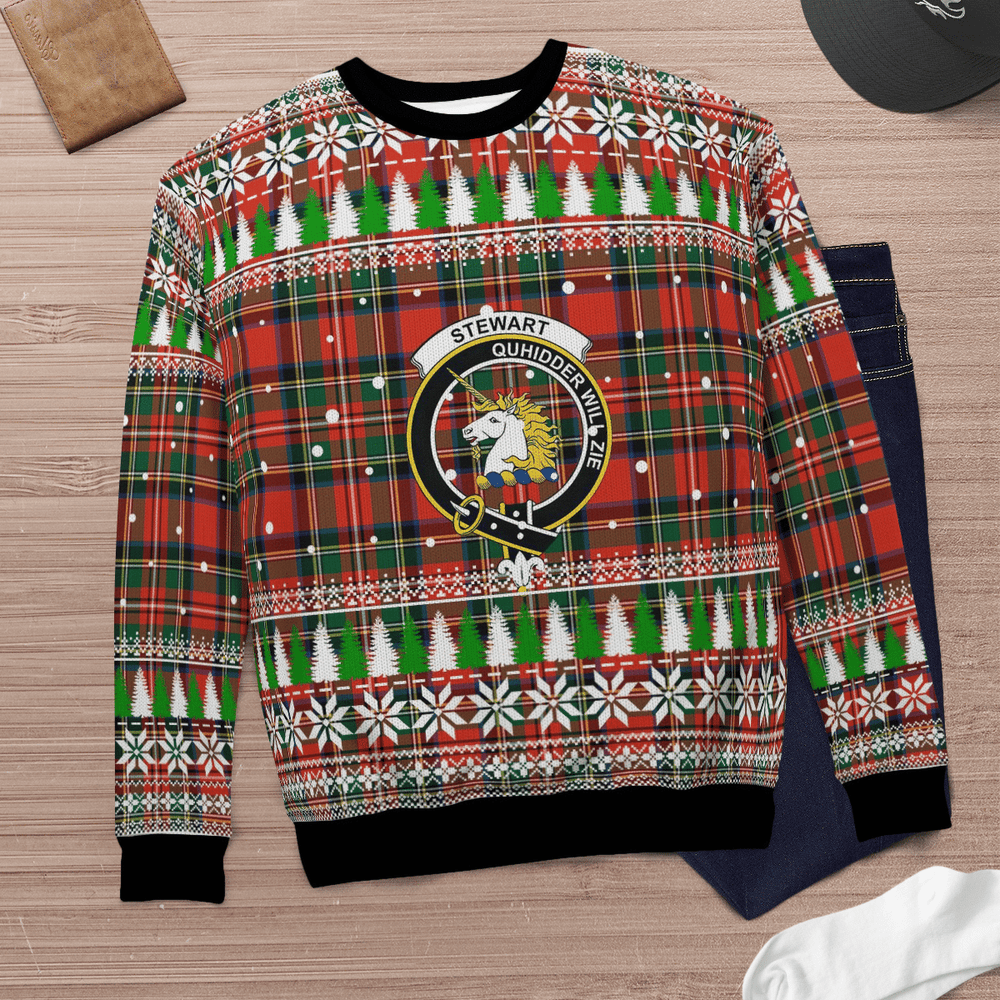 Clan Stewart (of Appin) Crest Tartan Christmas Ugly Sweater OB33 Stewart (of Appin) Crest Tartan Tartan Ugly Sweater   