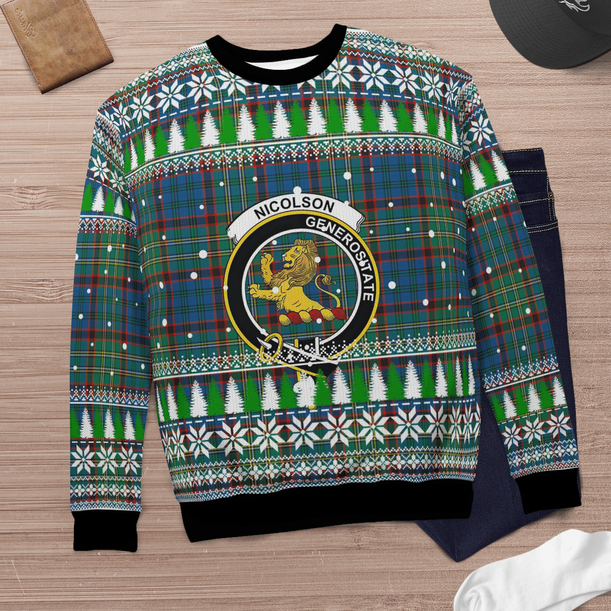 Clan Nicolson Hunting Ancient Crest Tartan Christmas Ugly Sweater HX41 Nicolson Hunting Ancient Crest Tartan Tartan Ugly Sweater   