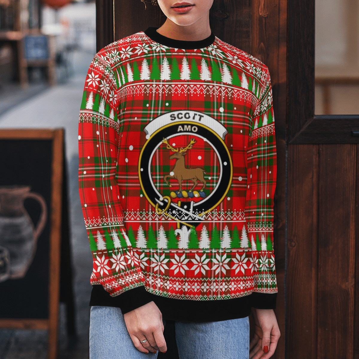 Clan Scott Modern Crest Tartan Christmas Ugly Sweater KO83 Scott Modern Crest Tartan Tartan Ugly Sweater   