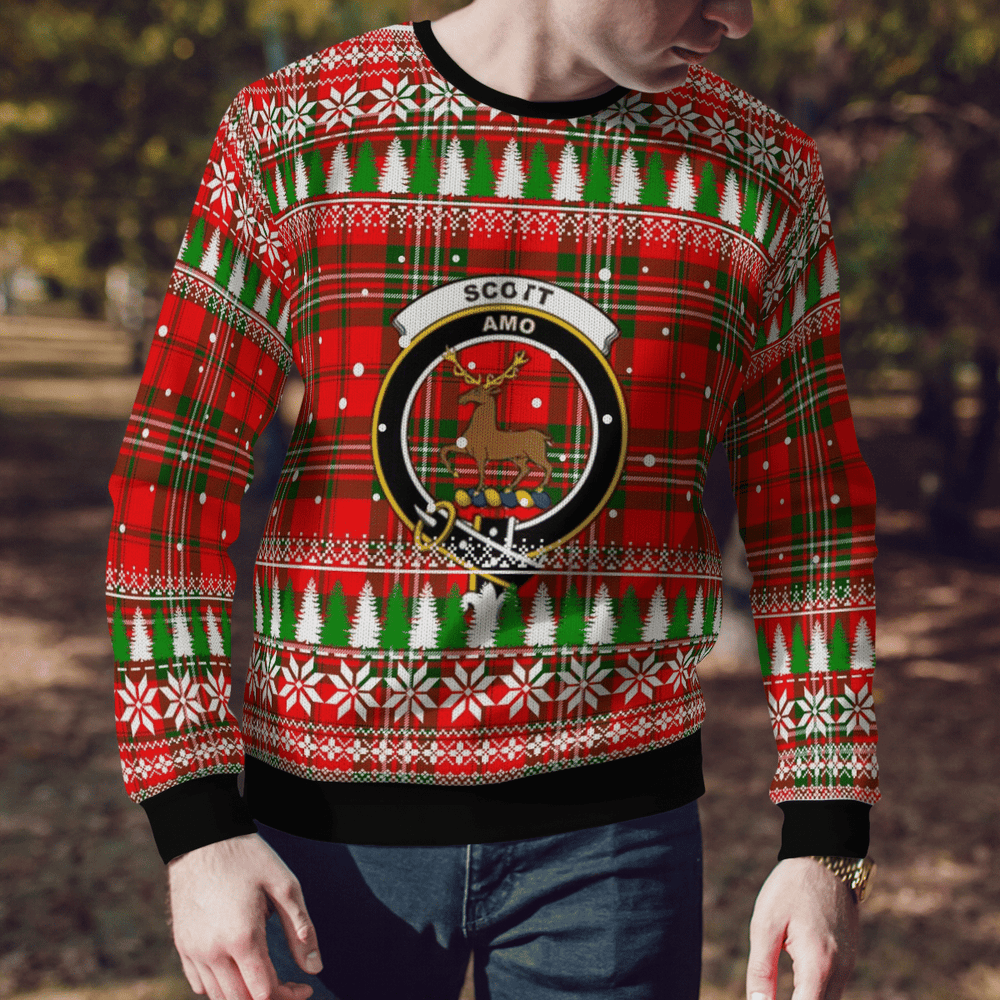 Clan Scott Modern Crest Tartan Christmas Ugly Sweater KO83 Scott Modern Crest Tartan Tartan Ugly Sweater   