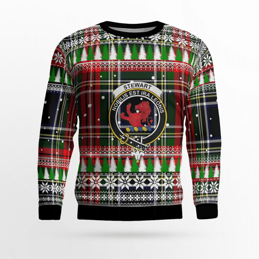Clan Stewart Black Crest Tartan Christmas Ugly Sweater OV11 Stewart Black Crest Tartan Tartan Ugly Sweater   