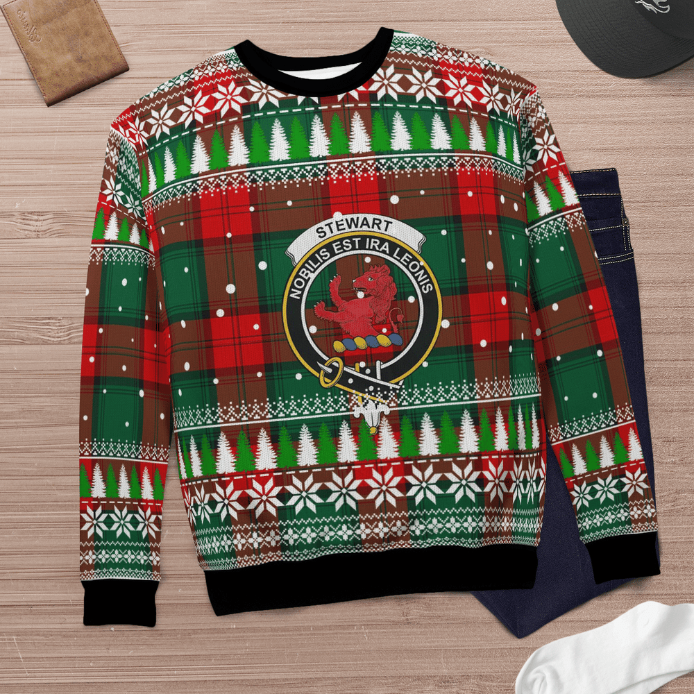 Clan Stewart Atholl Modern Crest Tartan Christmas Ugly Sweater VG83 Stewart Atholl Modern Crest Tartan Tartan Ugly Sweater   
