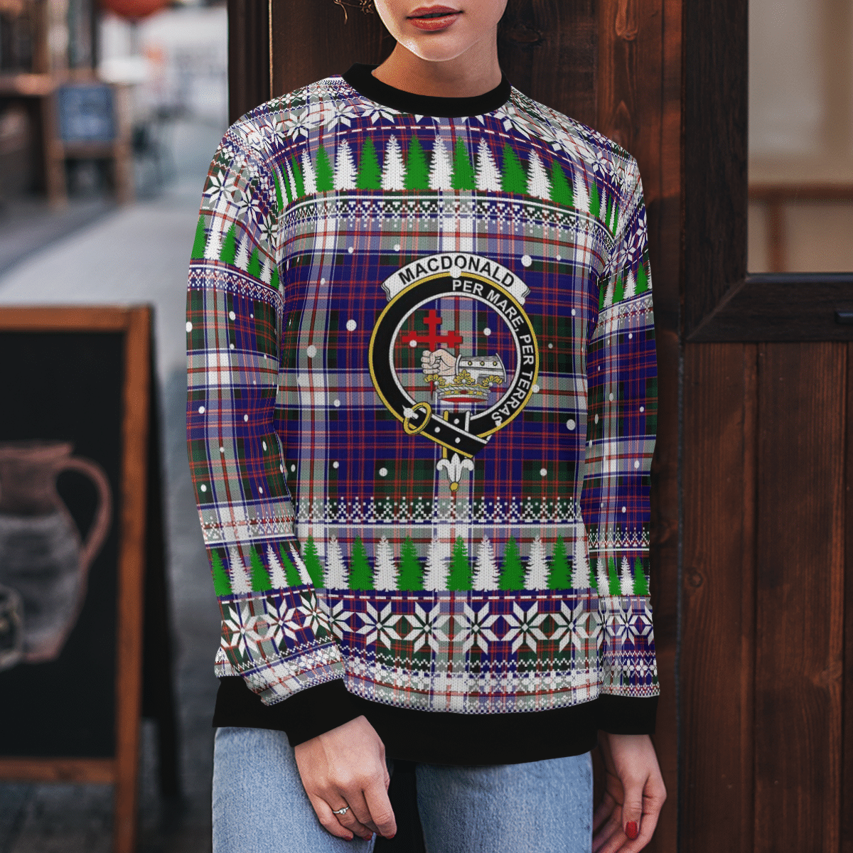 Clan MacDonald Dress Modern Crest Tartan Christmas Ugly Sweater HE33 MacDonald Dress Modern Crest Tartan Tartan Ugly Sweater   