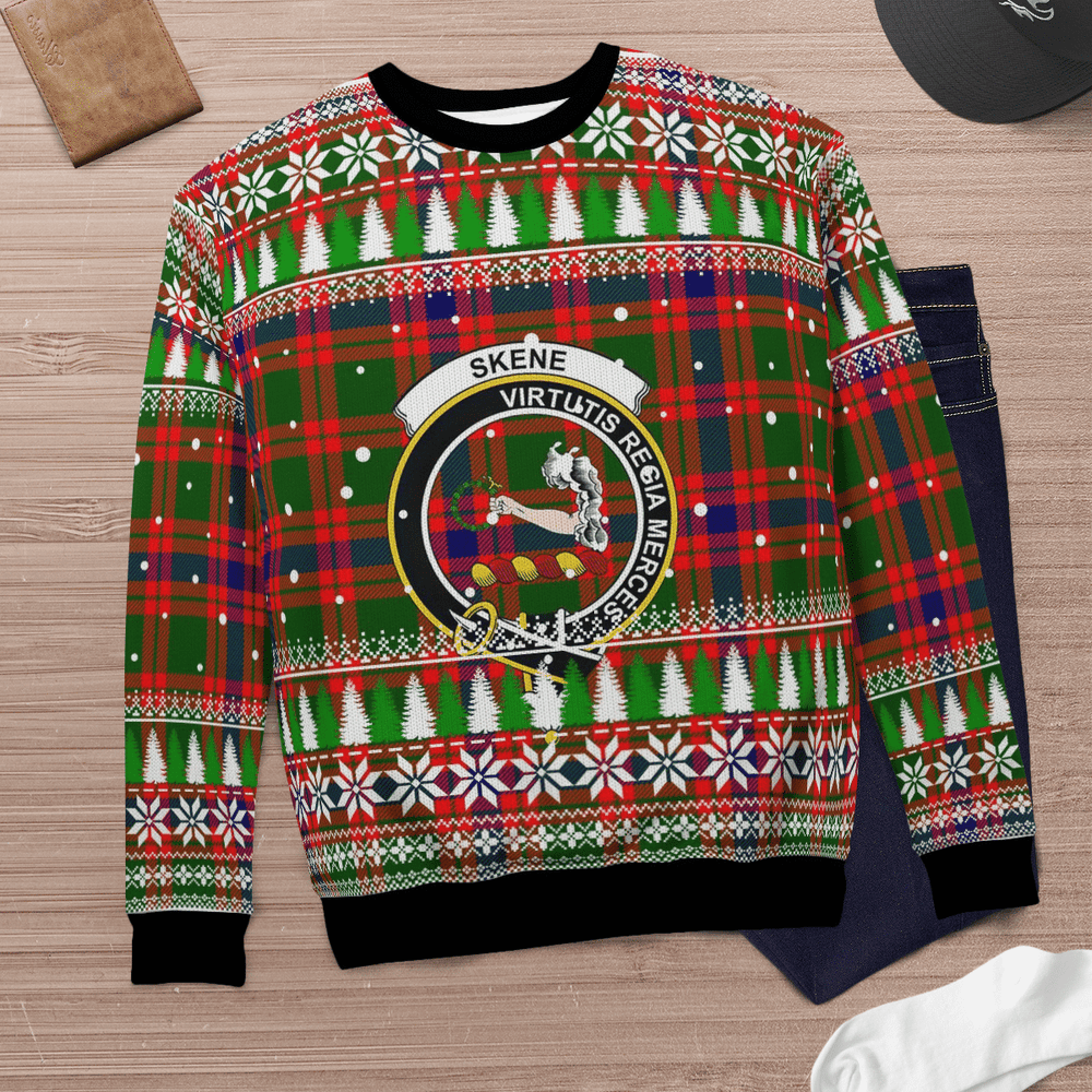 Clan Skene Modern Crest Tartan Christmas Ugly Sweater GH39 Skene Modern Crest Tartan Tartan Ugly Sweater   