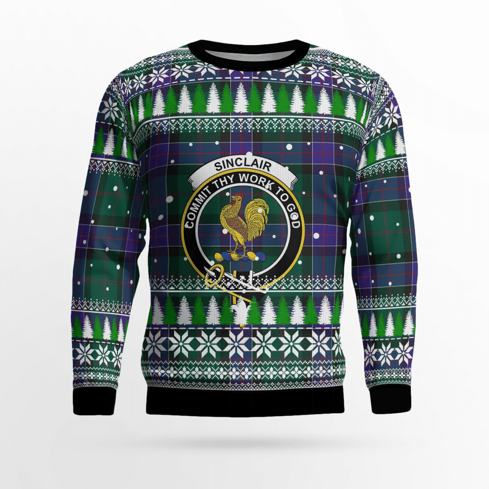 Clan Sinclair Hunting Modern Crest Tartan Christmas Ugly Sweater QT41 Sinclair Hunting Modern Crest Tartan Tartan Ugly Sweater   