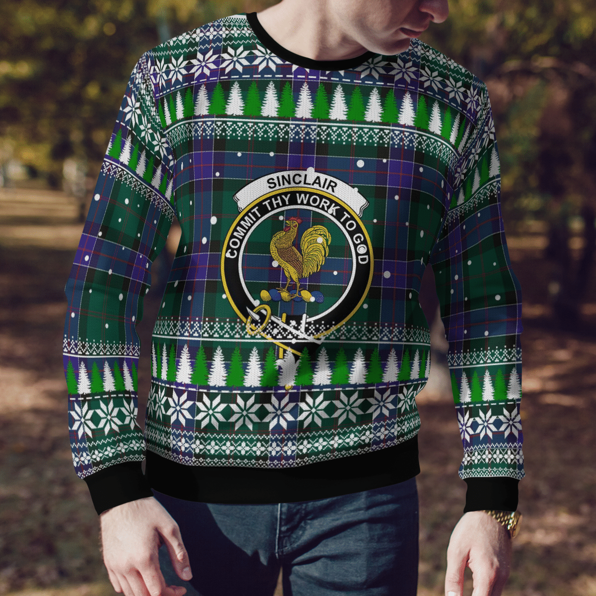 Clan Sinclair Hunting Modern Crest Tartan Christmas Ugly Sweater QT41 Sinclair Hunting Modern Crest Tartan Tartan Ugly Sweater   