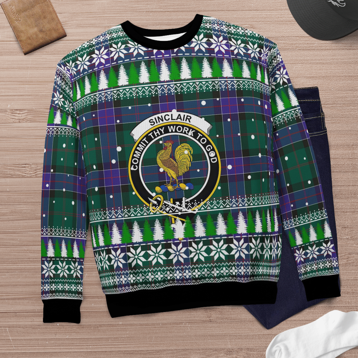 Clan Sinclair Hunting Modern Crest Tartan Christmas Ugly Sweater QT41 Sinclair Hunting Modern Crest Tartan Tartan Ugly Sweater   