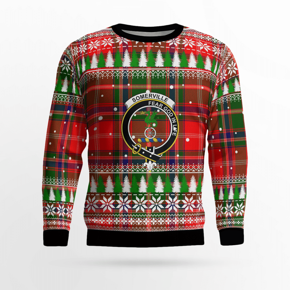 Clan Somerville Modern Crest Tartan Christmas Ugly Sweater NA59 Somerville Modern Crest Tartan Tartan Ugly Sweater   