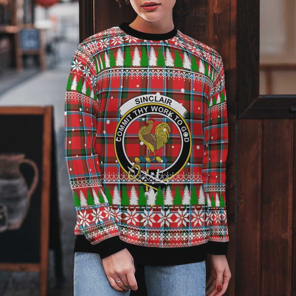 Clan Sinclair Modern Crest Tartan Christmas Ugly Sweater RG43 Sinclair Modern Crest Tartan Tartan Ugly Sweater   