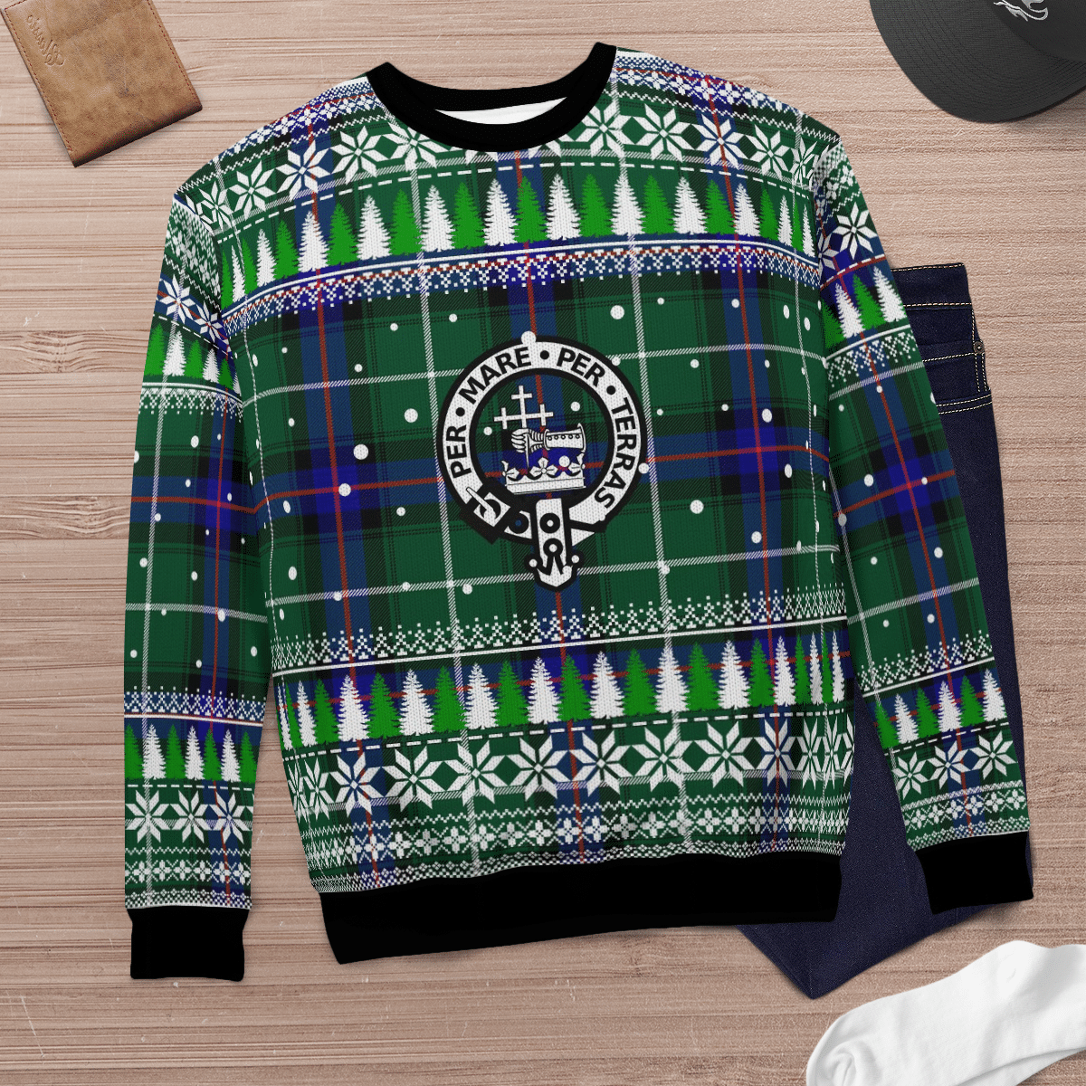 Clan MacDonald of the Isles Hunting Modern Crest Tartan Christmas Ugly Sweater CF92 MacDonald of the Isles Hunting Modern Crest Tartan Tartan Ugly Sweater   