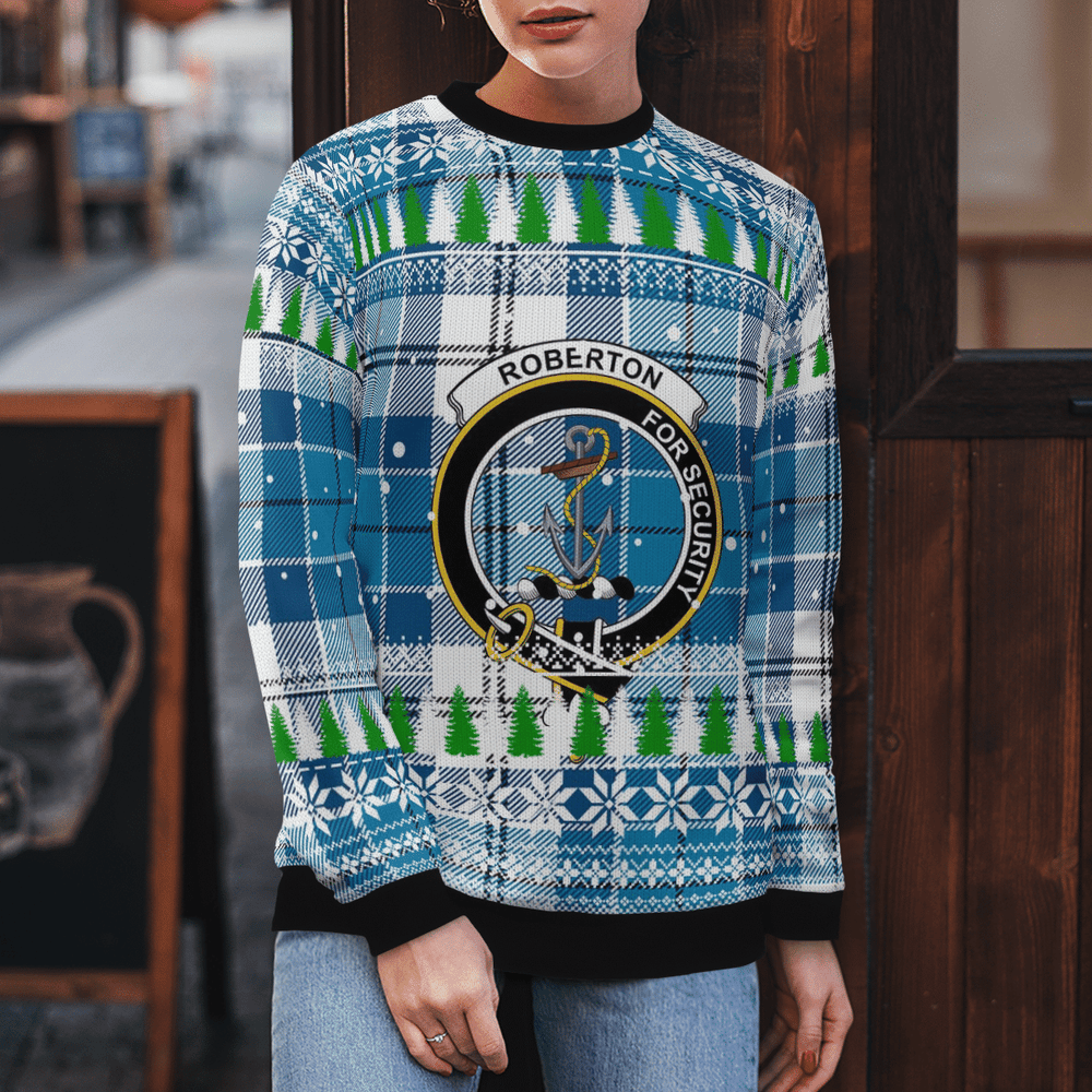 Clan Roberton Crest Tartan Christmas Ugly Sweater EU18 Roberton Crest Tartan Tartan Ugly Sweater   