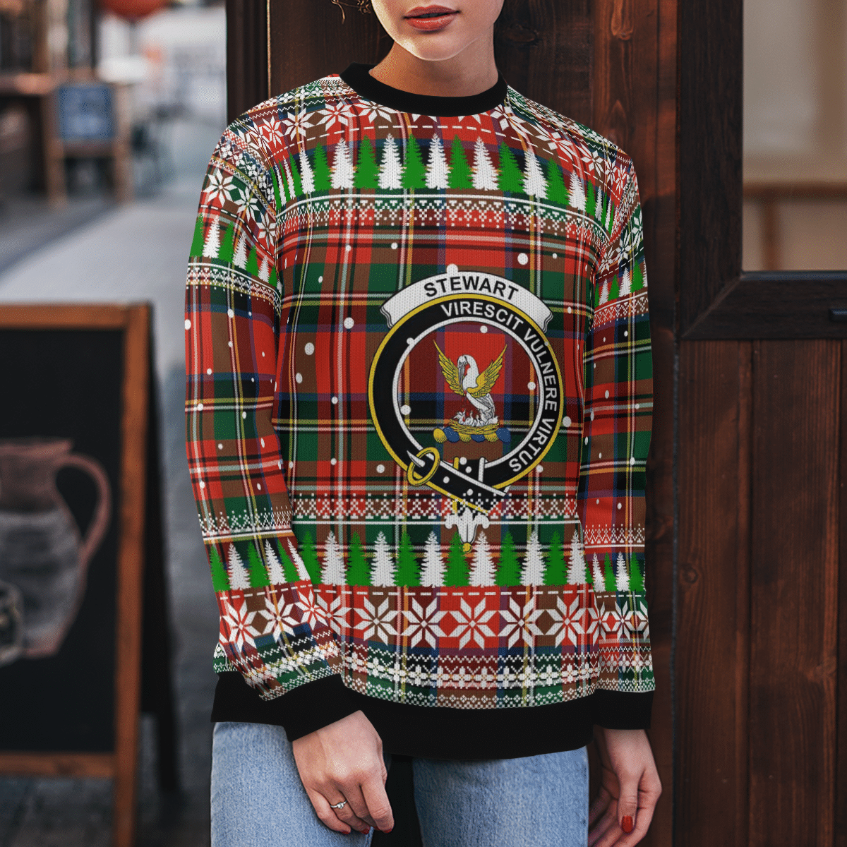 Clan Stewart Royal Modern Crest Tartan Christmas Ugly Sweater BU50 Stewart Royal Modern Crest Tartan Tartan Ugly Sweater   