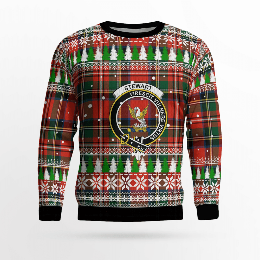 Clan Stewart Royal Modern Crest Tartan Christmas Ugly Sweater BU50 Stewart Royal Modern Crest Tartan Tartan Ugly Sweater   