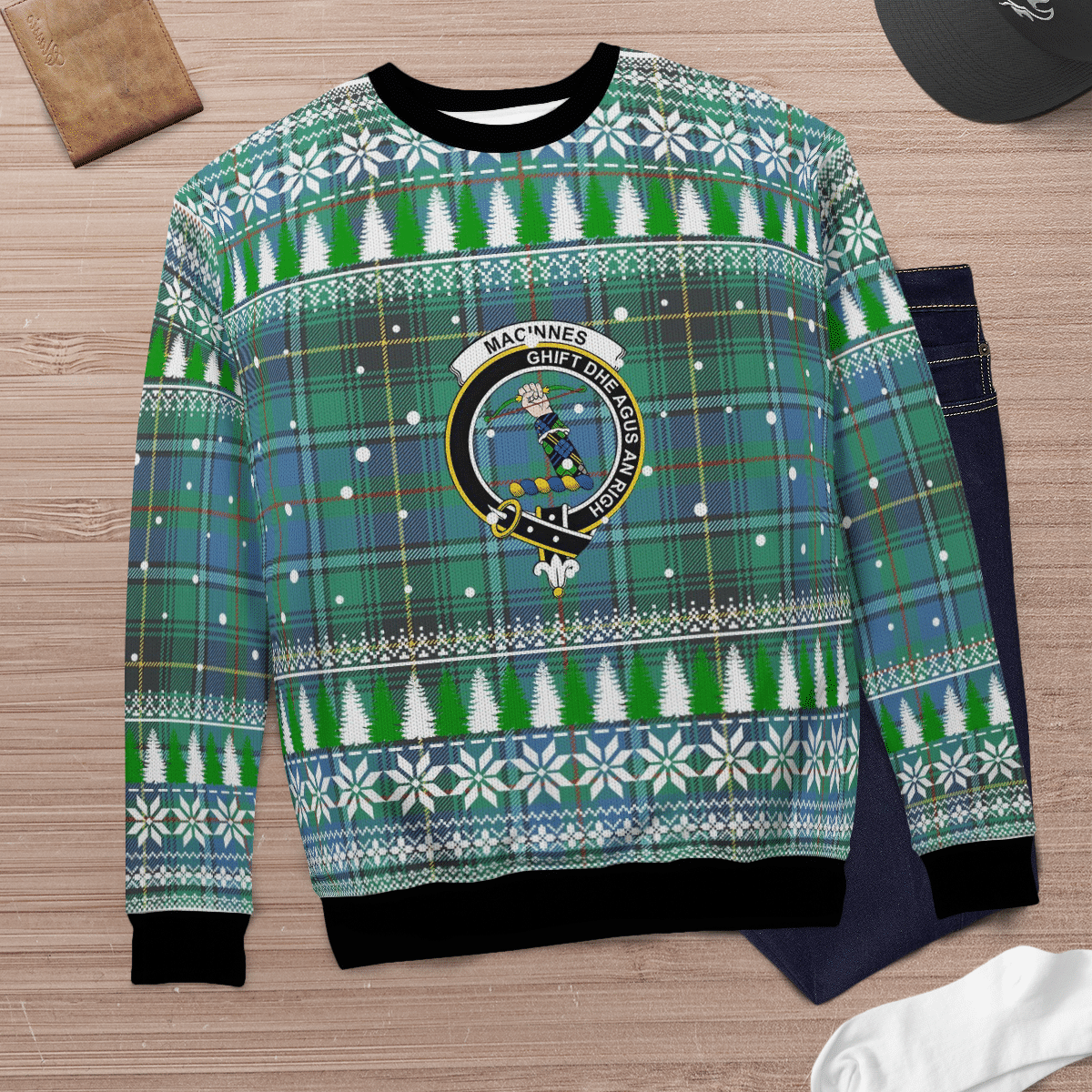 Clan MacInnes Ancient Crest Tartan Christmas Ugly Sweater LG95 MacInnes Ancient Crest Tartan Tartan Ugly Sweater   
