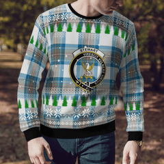 Clan Stewart Muted Blue Crest Tartan Christmas Ugly Sweater YY80 Stewart Muted Blue Crest Tartan Tartan Ugly Sweater   