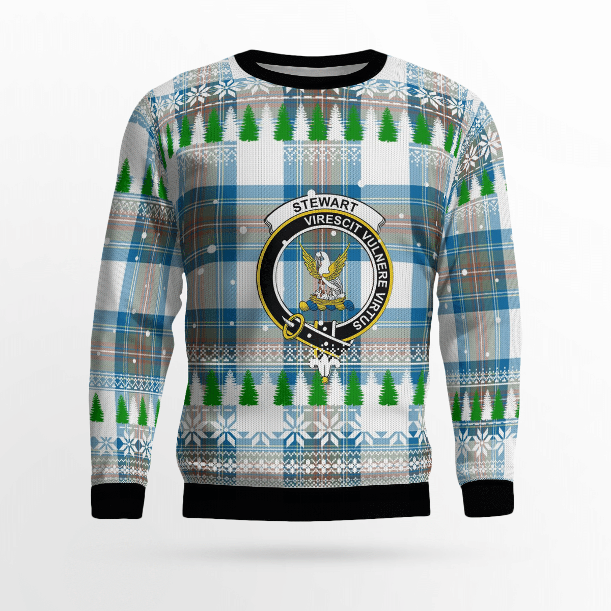 Clan Stewart Muted Blue Crest Tartan Christmas Ugly Sweater YY80 Stewart Muted Blue Crest Tartan Tartan Ugly Sweater   