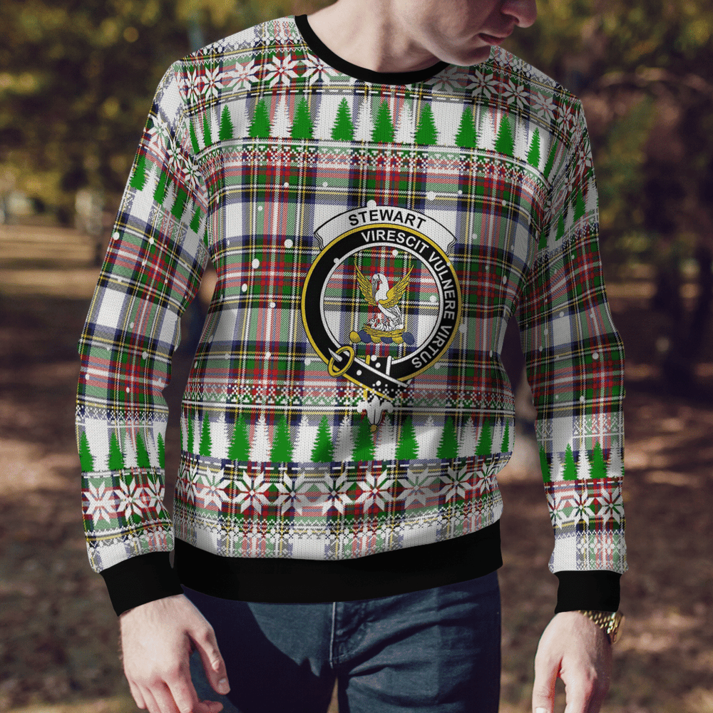 Clan Stewart Dress Modern Crest Tartan Christmas Ugly Sweater QJ87 Stewart Dress Modern Crest Tartan Tartan Ugly Sweater   