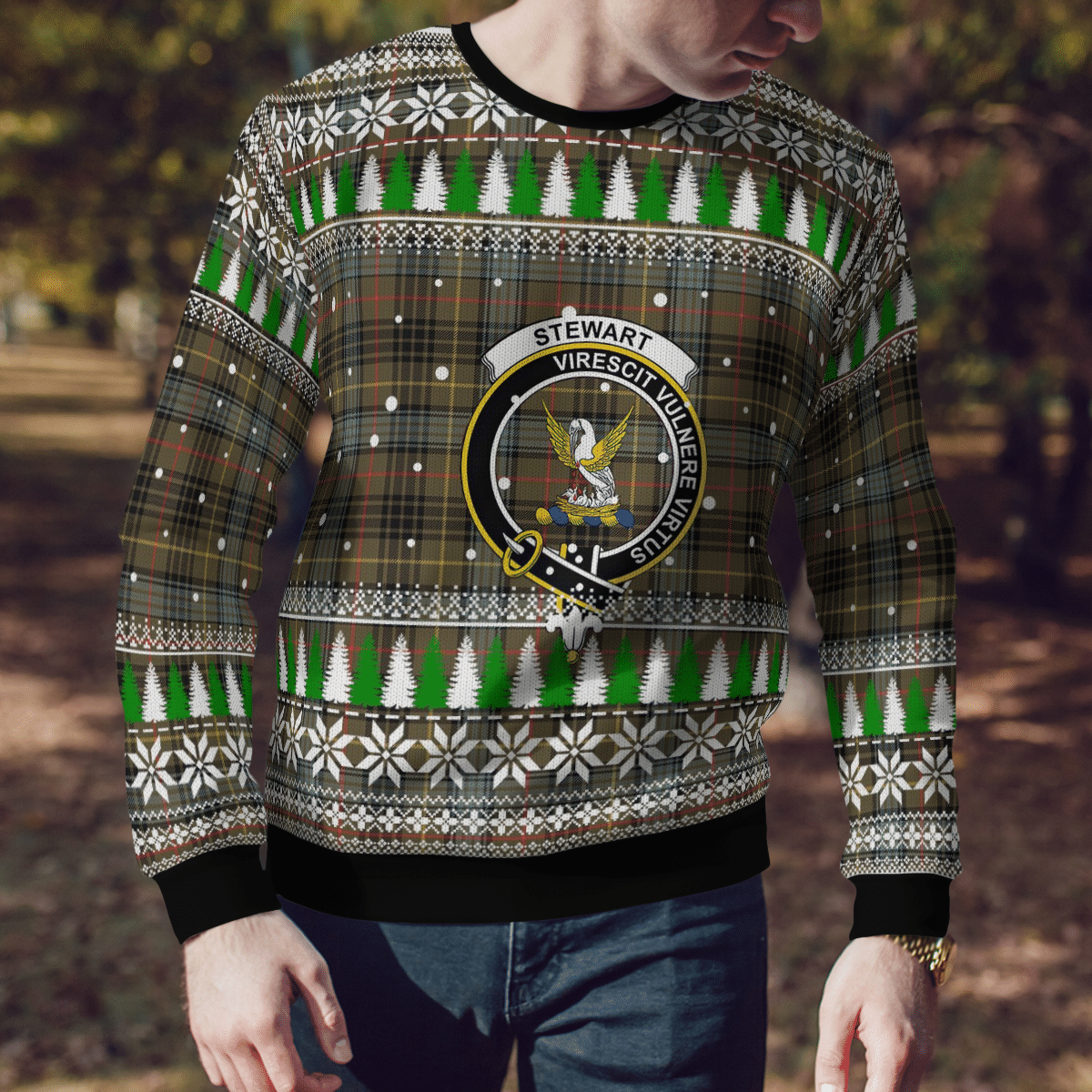 Clan Stewart Hunting Weathered Crest Tartan Christmas Ugly Sweater RD52 Stewart Hunting Weathered Crest Tartan Tartan Ugly Sweater   