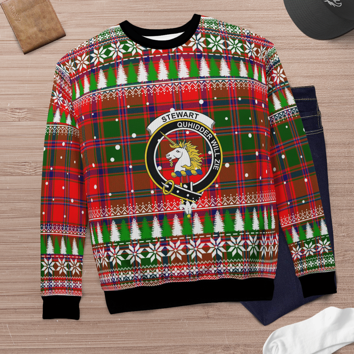 Clan Stewart of Appin Modern Crest Tartan Christmas Ugly Sweater WV95 Stewart of Appin Modern Crest Tartan Tartan Ugly Sweater   
