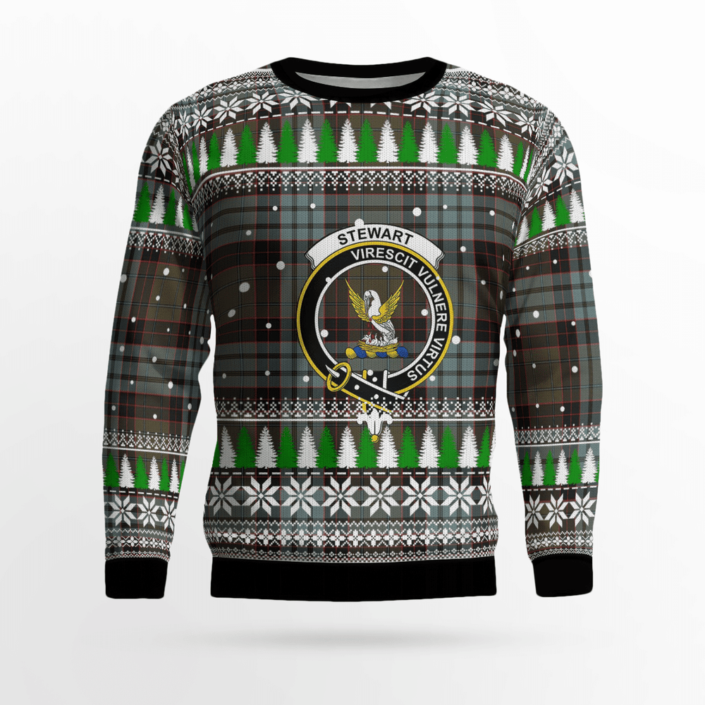Clan Stewart Old Weathered Crest Tartan Christmas Ugly Sweater OZ37 Stewart Old Weathered Crest Tartan Tartan Ugly Sweater   