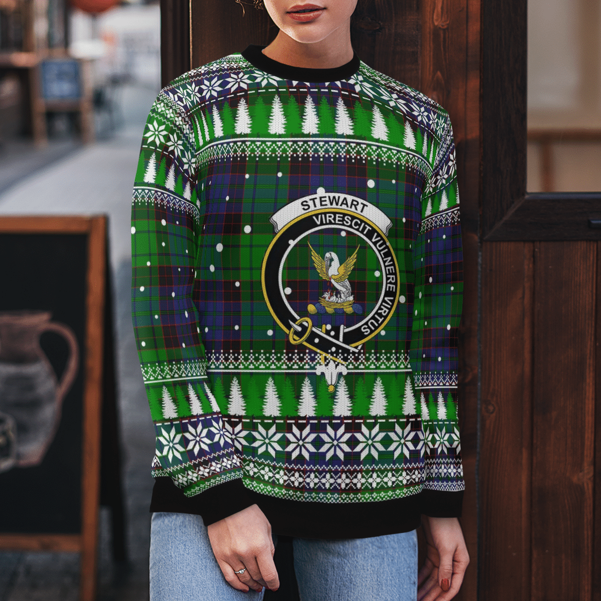Clan Stewart Old Modern Crest Tartan Christmas Ugly Sweater VR73 Stewart Old Modern Crest Tartan Tartan Ugly Sweater   
