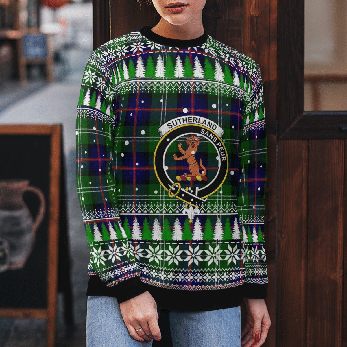 Clan Sutherland Modern Crest Tartan Christmas Ugly Sweater UX17 Sutherland Modern Crest Tartan Tartan Ugly Sweater   